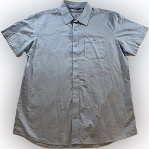 Travis Mathew Shirt Mens Light Blue Button Up Dots Short Sleeve Stretch L